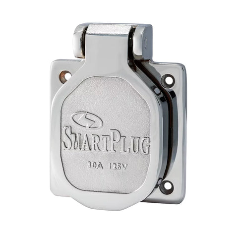 SmartPlug BM30NT Stainless Steel 30A 125V RV Inlet - Closed Cover Front View | United RV Parts