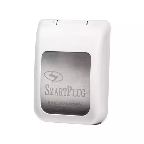 White SmartPlug 50 Amp RV Shore Power Inlet - Closed Cover Front View | United RV Parts