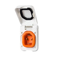 White SmartPlug 50 Amp RV Shore Power Inlet - Open Cover Showing Orange Contacts | United RV Parts