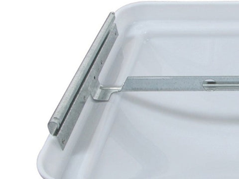White Ventline Roof Vent Lid BV0554-01 - Metal Hinge Detail | United RV Parts