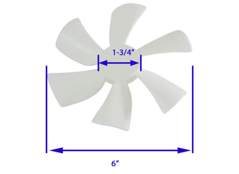 Ventline BVD0215-00 Fan Blade with Dimensions - 6 Inch Diameter Technical Drawing | United RV Parts