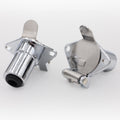 Blue Ox BX8861 Chrome 4-Wire Plug and Socket Adapter Set - Angled Detail View | United RV Parts
