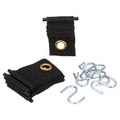 Black Fabric RV Awning Party Light Holders with Gold Grommets and S-Hooks - Full Kit View | United RV Parts