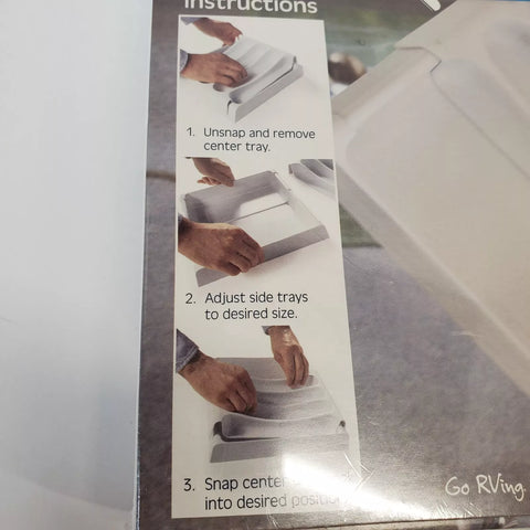 Camco Adjustable Cutlery Tray Box Installation Instructions Detail - 3-Step Adjustment Guide | United RV Parts