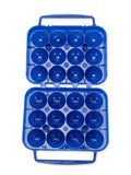 Blue Plastic RV Egg Holder - Fully Open Top View with Handles | United RV Parts
