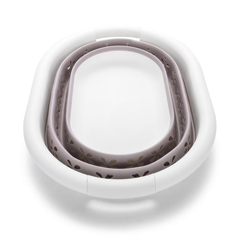 White Taupe Camco Collapsible Utility Basket - Top Down View Collapsed | United RV Parts