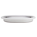 White Gray Camco 51951 Collapsible Basket - Side View Fully Collapsed Flat | United RV Parts