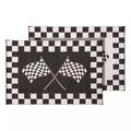 Faulkner Black & White Checkered Flag RV Patio Mat 6x9 - Dark Side Front View | United RV Parts