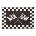 Faulkner Black & White Finish Line Patio Mat 6x9 - Reverse Side Front View | United RV Parts