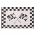 Black & White Woven RV Outdoor Mat Rolled Up - Storage View | United RV Parts