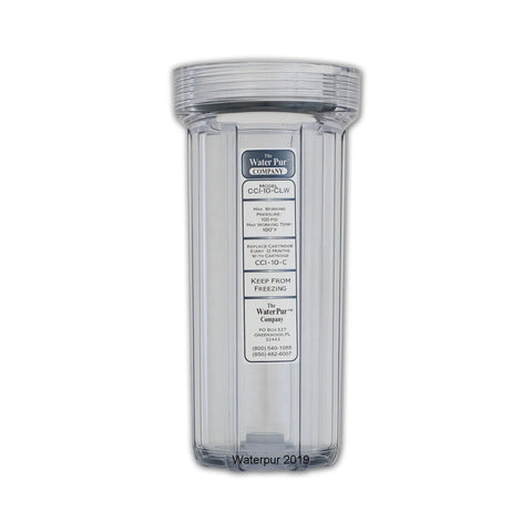 Clear WaterPur CCI-10-CLW 10 Inch Water Filter Housing Globe - Front View | United RV Parts