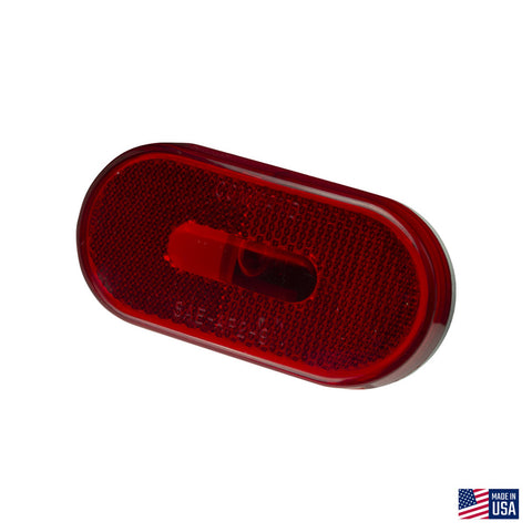Red Oval Incandescent RV Clearance Light CMD-003-54P - Angled Front View | United RV Parts
