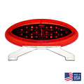 Red Oval LED Stop-Tail-Turn Light CMD-003-85L with License Plate Bracket - Front View | United RV Parts