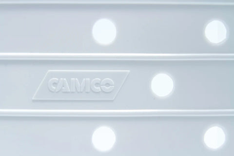 Camco Brand Logo Close-Up on White RV Sink Mat | United RV Parts