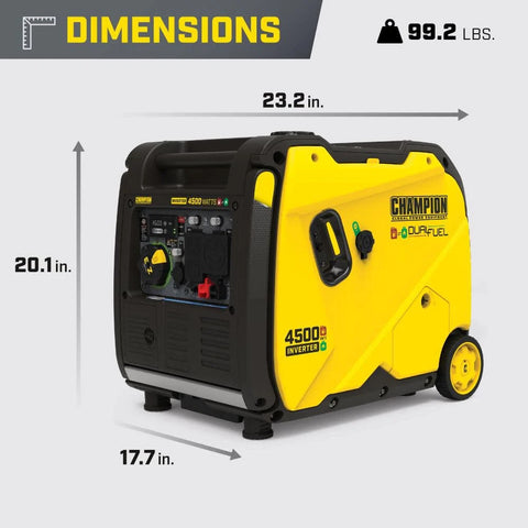 Champion 4500W Generator Dimensions Diagram - 23.2x20.1x17.7 inches | United RV Parts