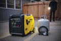 Champion 4500W Generator in Outdoor Setting with Propane Tank | United RV Parts