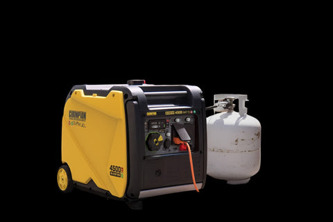 Champion 4500W Dual Fuel Generator with Propane Tank - Side Profile | United RV Parts