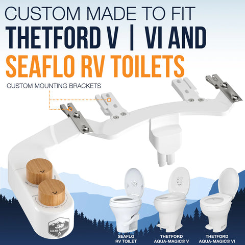 Clean Camper | Custom RV Bidet for Thetford V, VI & SeaFlo RV Toilets  | CC-THETFORD-VI-BIDET | White