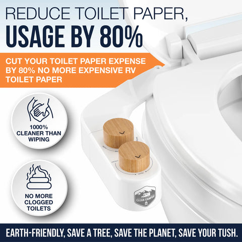 Clean Camper | Custom RV Bidet for Thetford V, VI & SeaFlo RV Toilets  | CC-THETFORD-VI-BIDET | White