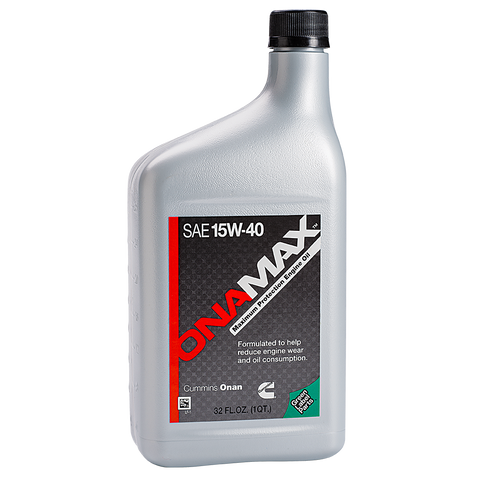 Silver OnaMax SAE 15W-40 Engine Oil 32oz Bottle - Front View | United RV Parts