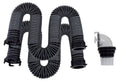 Black Flexible Sewer Hose Extended with Clear Elbow - Full Length View | United RV Parts