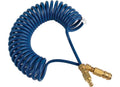 Blue Coiled Air Jumper with Brass Fittings - Angled View | United RV Parts