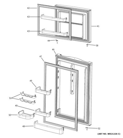 GE Appliances | Stainless Refrigerator Door | WR78X32432 | For GPV10 | Lower Door