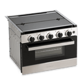 Brushed Stainless Steel Dometic 3-Burner 17" Gas Range - Three Quarter View | United RV Parts
