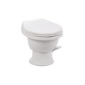 White Porcelain Dometic 411 Low Profile RV Toilet 9610008263 - Front Angle View | United RV Parts