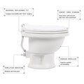 Dometic 411 RV Toilet 9610008263 Feature Callout - 7.625in Rough-In Porcelain Gravity Flush | United RV Parts
