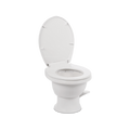 White Dometic 411 RV Toilet 9610008263 - Seat Open Front View Showing Porcelain Bowl | United RV Parts
