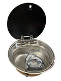 Dometic VA7000 Round Sink with Black Glass Cover Open - Top View | United RV Parts