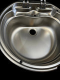 Stainless Steel Dometic Round Sink Interior - 3-Hole Faucet Configuration | United RV Parts
