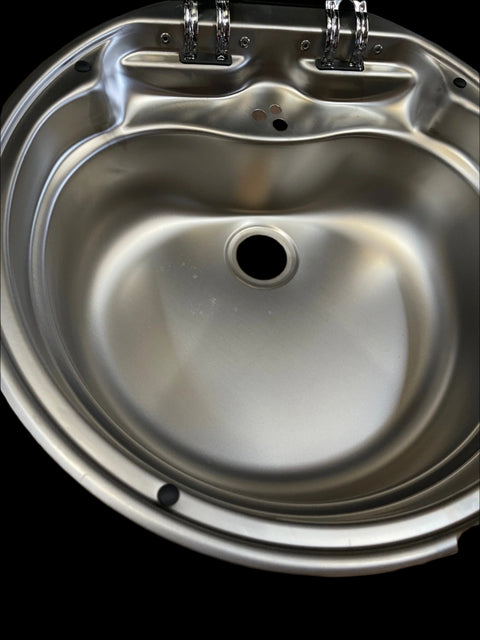 Stainless Steel Dometic Round Sink Interior - 3-Hole Faucet Configuration | United RV Parts