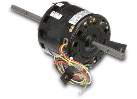Black Dometic 3309333.007 AC Condenser Fan Motor - Angled View with Wiring | United RV Parts