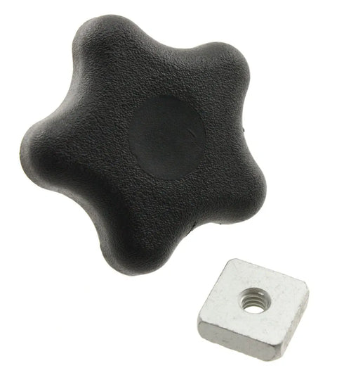 Black Dometic Awning Rafter Knob 3311578.001 with Metal Bracket - Top View | United RV Parts