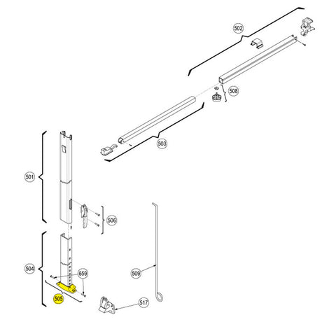 Dometic Awning Parts Diagram Showing Lower Foot Assembly Installation - Schematic View | United RV Parts