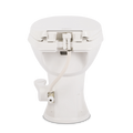 White Dometic Platinum 420 RV Toilet - Rear View Showing Water Inlet and 2-Bolt Mounting Base | United RV Parts