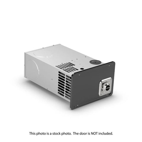 Gray Metal Dometic DFSD20111 Furnace - Three Quarter View with Black Door Panel | United RV Parts