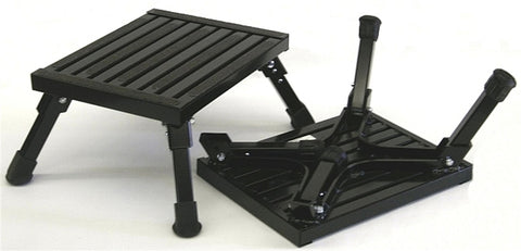 Black Folding Step Stool - Open and Collapsed Views | United RV Parts