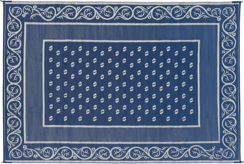 Blue Faulkner Vineyard Pattern RV Mat - Top View | United RV Parts