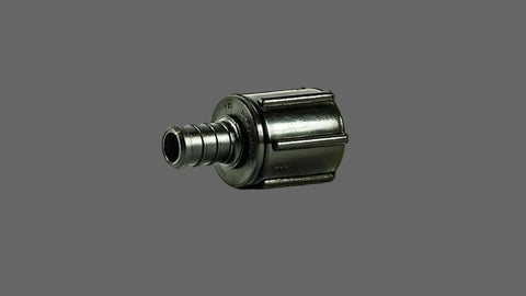 Black Plastic Flair-It EcoPoly 1/2" PEX Coupling 29873 - Angled Profile View | United RV Parts