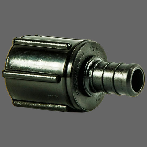 Black Plastic Flair-It EcoPoly 1/2" PEX Coupling 29873 - Close-Up Side View | United RV Parts