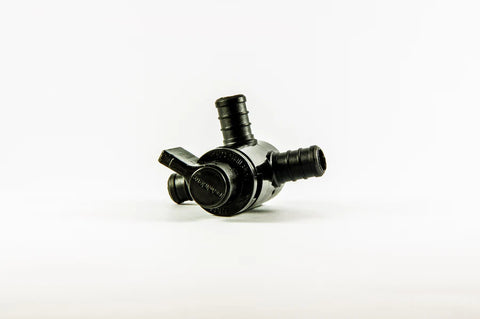 Black Flair-It EcoPoly 1/2" Barb 3-Way Bypass Valve 29910 RV Plumbing Fitting - Profile View | United RV Parts