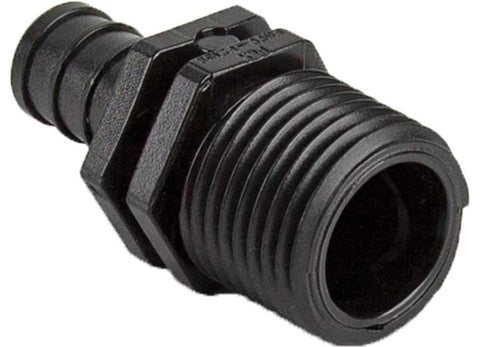 Black Plastic Flair-It EcoPoly 1/2" Barb x 1/2" MPT Adapter 29842 - Angled Front View | United RV Parts