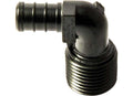 Black Plastic Flair-It EcoPoly 1/2in Barb x 1/2in MPT 90 Degree Elbow 29803 - Side Profile | United RV Parts