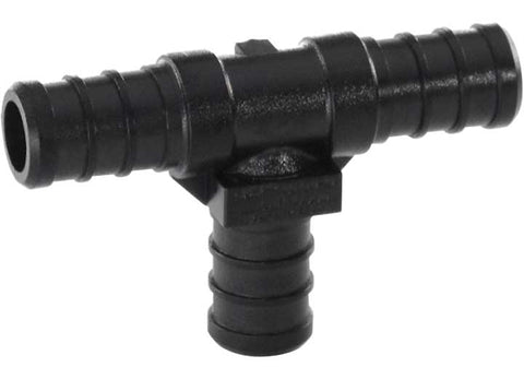 Black Plastic Flair-It 29820 EcoPoly 1/2in Barbed Tee PEX Coupler - Angled Front View | United RV Parts