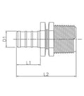 Flair-It PEXLOCK 1/2" MPT x Barb Male Adapter 30842 - Technical Dimension Diagram D1 L1 L2 | United RV Parts