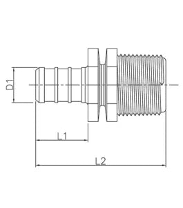 Flair-It PEXLOCK 1/2" MPT x Barb Male Adapter 30842 - Technical Dimension Diagram D1 L1 L2 | United RV Parts