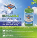Flame King 1LB Refillable Propane Cylinder and Kit Promotional Graphic - Save Money Reduce Waste | United RV Parts